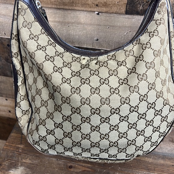 Vintage Gucci Canvas Hobo Bag Purse - Picture 13 of 16